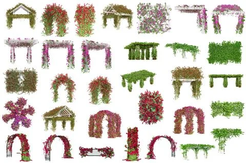 Set pergolas with plants, flowers Stock-Illustration