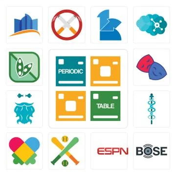 Set of periodic table, bose, espn, fantasy baseball, autism, mbbs, bearded fi Illustrazione stock gratuita