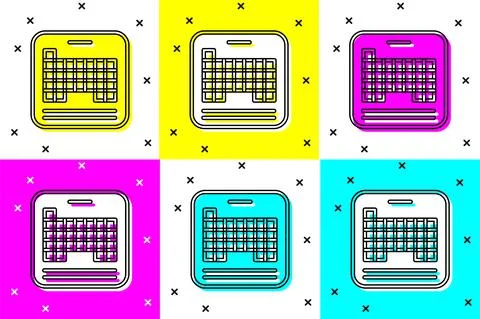Set Periodic table of the elements icon isolated on color background. Vector Illustrazione stock