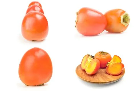 Set of persimmon isolated on a white background Stock Photos