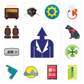 Set of personal development, zipper, login screen, montain, stealth bomber, e Illustrazione stock gratuita