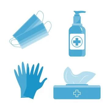 Set of personal protective equipment Stock Illustration