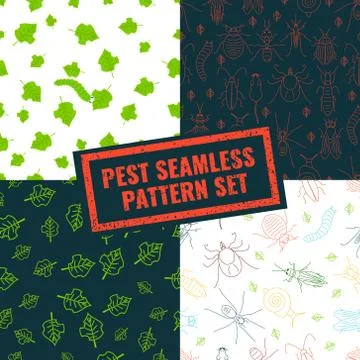 Set of pest seamless patterns Stock Illustration