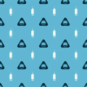 Set Pet bed and Syringe with pet vaccine on seamless pattern. Vector Stock Illustration