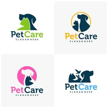 Set of Pet care logo design concept. Pet service logo vector template. Icon.. Stock Illustration