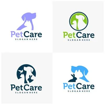 Set of Pet care logo design concept. Pet service logo vector template. Icon.. Stock Illustration