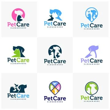 Set of Pet care logo design concept. Pet service logo vector template. Icon.. Stock Illustration