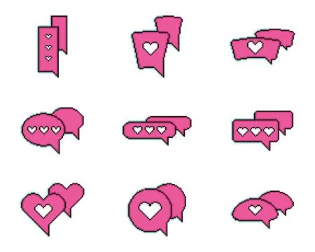 Set pf pixelated comic speech bubble chats Vector Illustration