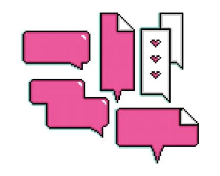 Set pf pixelated comic speech bubble chats Vector Illustration