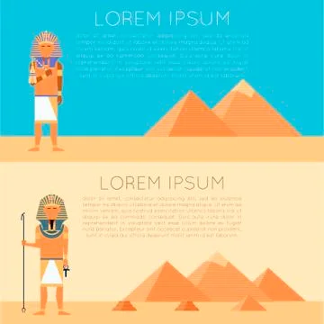 Set of pharaon banners Stock Illustration