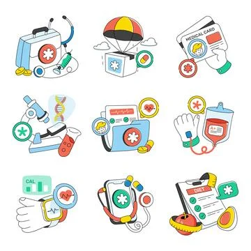 Set of Pharmaceutical Doodle Icons Stock Illustration
