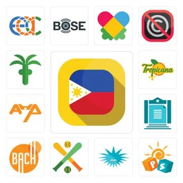 Set of philippine flag, pre school, urchin, fantasy baseball, bach, aturan, a Free Stock Illustration