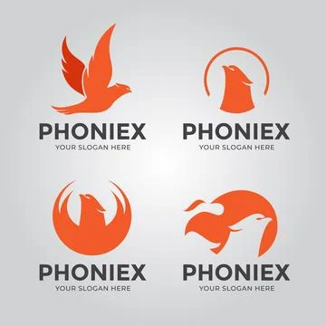 Set Of Phoenix Logo Design Vector Template Stock Illustration