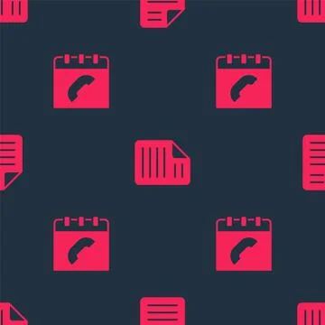 Set Phone book and File document on seamless pattern. Vector イラスト素材