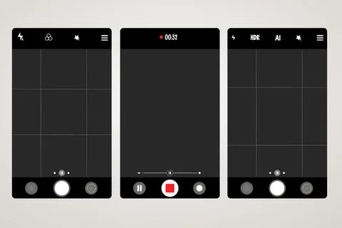 Set Phone camera viewfinder, screen interface view template video cam Stock Illustration