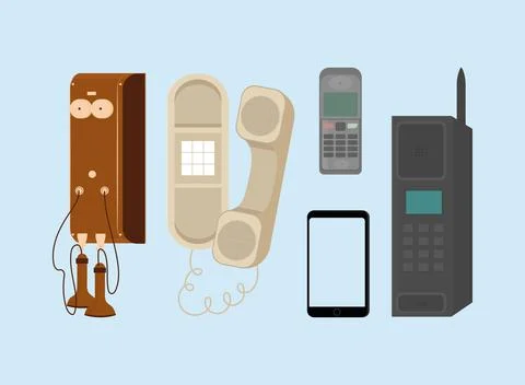 Set of phone evolution Stock Illustration