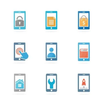 Set of phone logo combination. Mobile and gadget symbol or icon. Unique Stock Illustration