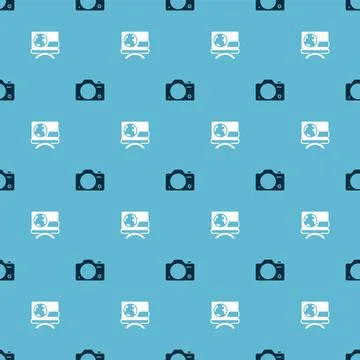 Set Photo camera and Breaking news on seamless pattern. Vector Illustrazione stock