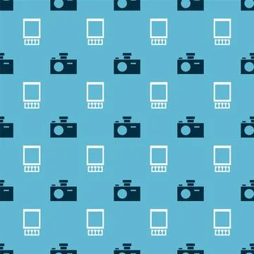 Set Photo camera and Open matchbox and matches on seamless pattern. Vector 스톡 일러스트