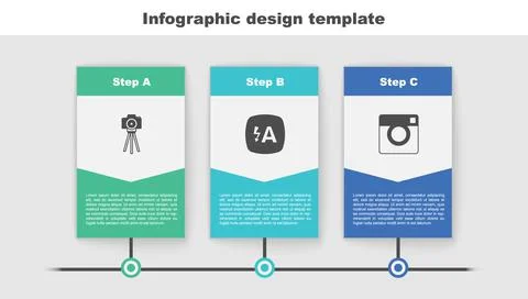 Set Photo camera, Auto flash and . Business infographic template. Vector 스톡 일러스트