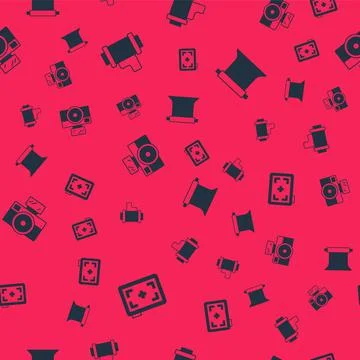 Set Photo camera, Camera roll cartridge, with flash and Empty photo studio on Illustrazione stock