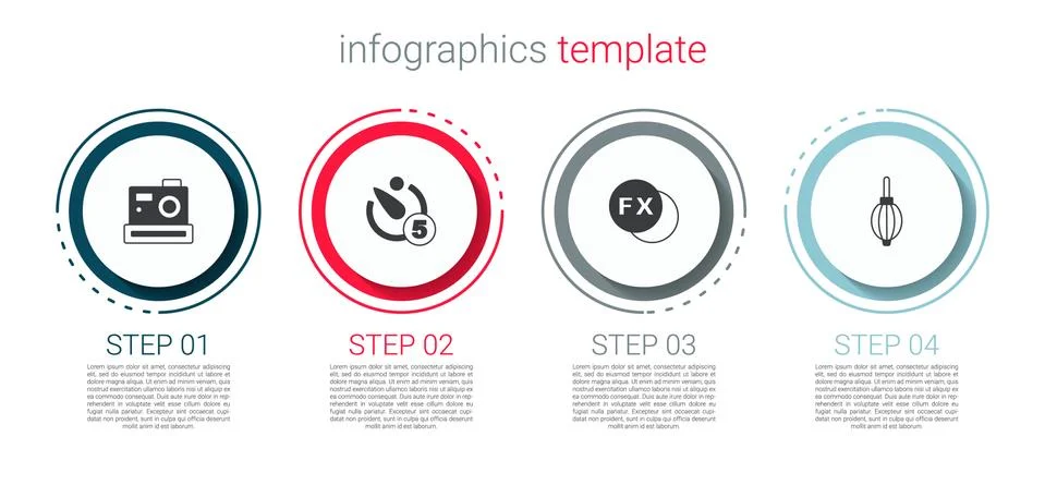 Set Photo camera, Camera timer, fx and Dust blower. Business infographic Stock Illustration