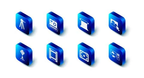 Set Photo camera, Empty photo studio, retouching, Camera roll cartridge, Softbox 스톡 일러스트