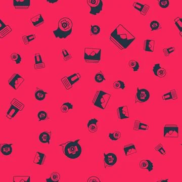 Set Photo camera, flash and frame on seamless pattern. Vector 스톡 일러스트