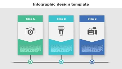 Set Photo camera, flash and Cinema. Business infographic template. Vector Stock Illustration