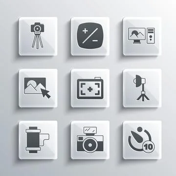 Set Photo camera with flash, Camera timer, Softbox light, roll cartridge, r.. イラスト素材