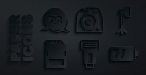 Set Photo camera flash, Studio light bulb in softbox, SD card, Battery for,   스톡 일러스트