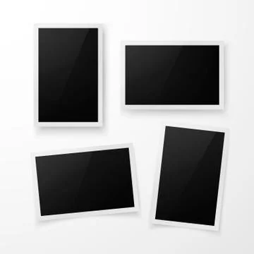 Set of photo frame with shadow. Realistic photo border template Stock Illustration