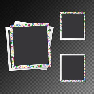 Set of photo frames with confetti Stock-Illustration