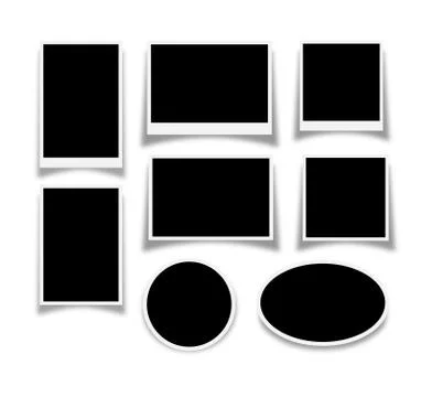 Set of photo frames of different sizes and shapes with different edge widths Stock Illustration