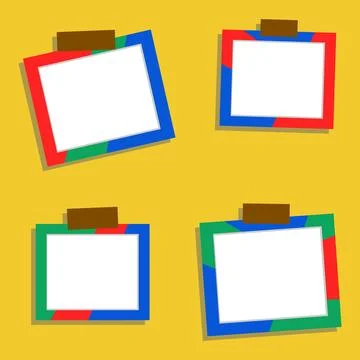 Set of photo frames, four colored abstract photo frames with shadow Stockillustratie