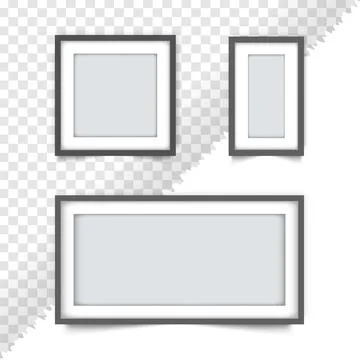 Set of photo frames, grey border blank picture frame 스톡 일러스트