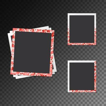 Set of photo frames with hearts Stock Illustration