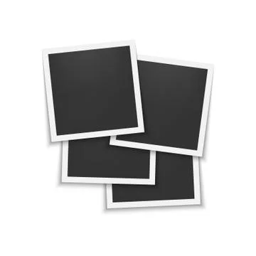 Set of photo frames with shadow. Template for photo, image. White border. Illustrazione stock