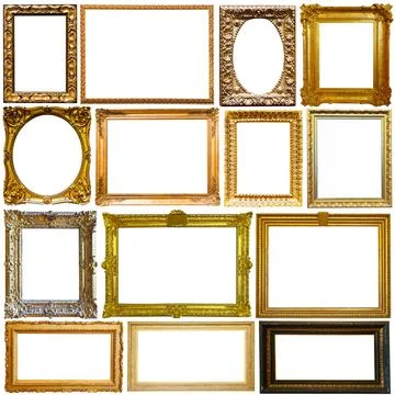 Set of photo frames on white Foto stock