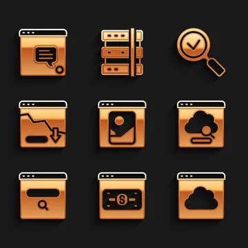 Set Photo retouching, Cloud technology data transfer, Search engine, Financ.. Stock Illustration