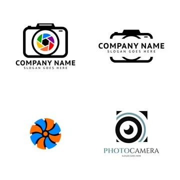 Set of Photographic Camera Icon Vector Logo Template Illustration Design Stock Illustration