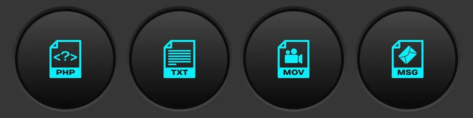 Set PHP file document, TXT, MOV and MSG icon. Vector イラスト素材