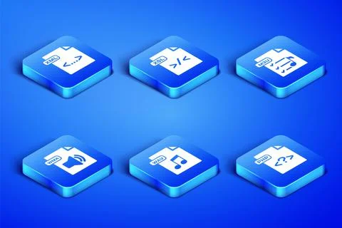Set PHP file document, XML, WAV, WMA, XSL and M3U icon. Vector Stock Illustration