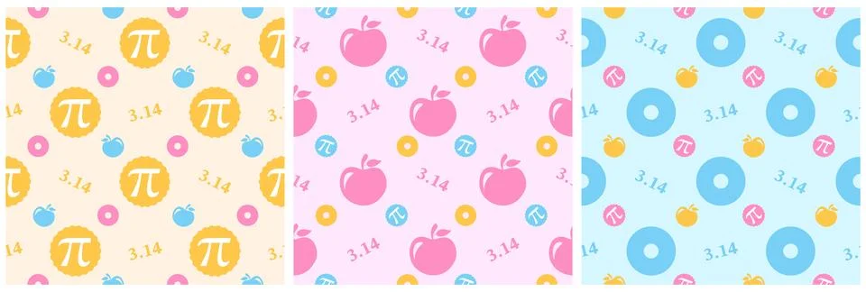 Set of Pi Day Seamless Pattern Design with Mathematical Constants or Baked .. イラスト素材