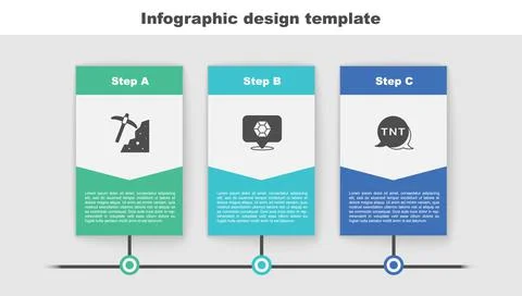 Set Pickaxe, Gem stone and Dynamite. Business infographic template. Vector Stock Illustration