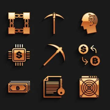 Set Pickaxe, Smart contract, ASIC Miner, Cryptocurrency exchange, bitcoin a.. イラスト素材