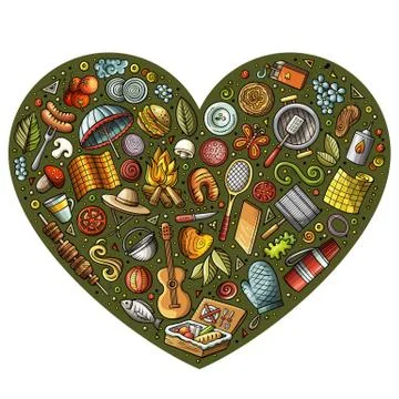 Set of Picnic cartoon doodle objects Illustrazione stock