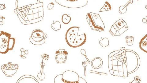 Set of picnic illustration pattern Stock Illustration