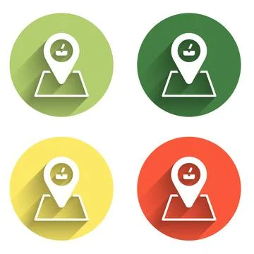 Set Picnic location icon isolated with long shadow background. Color circle.. Stock Illustration