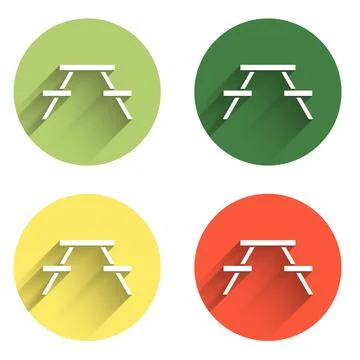 Set Picnic table with benches on either side of the table icon isolated wit.. Stock Illustration